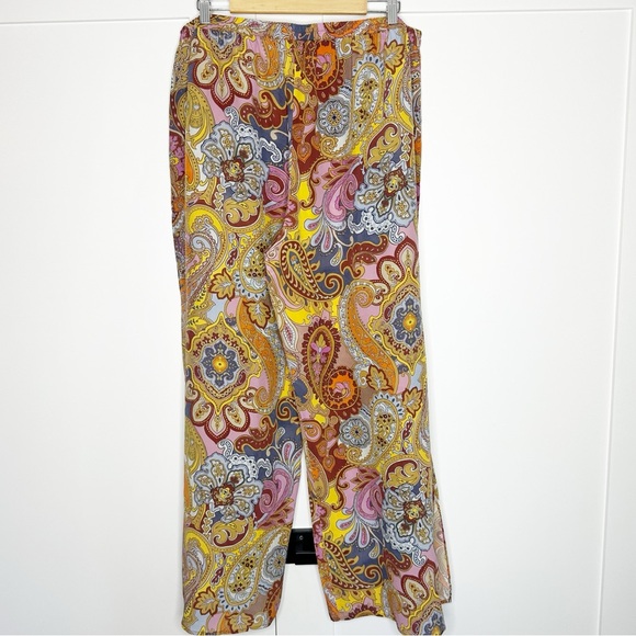 JOHNNY WAS Brooklyn Paisley Silk Set XL yellow purple pajama pants short sleeve - Picture 9 of 16